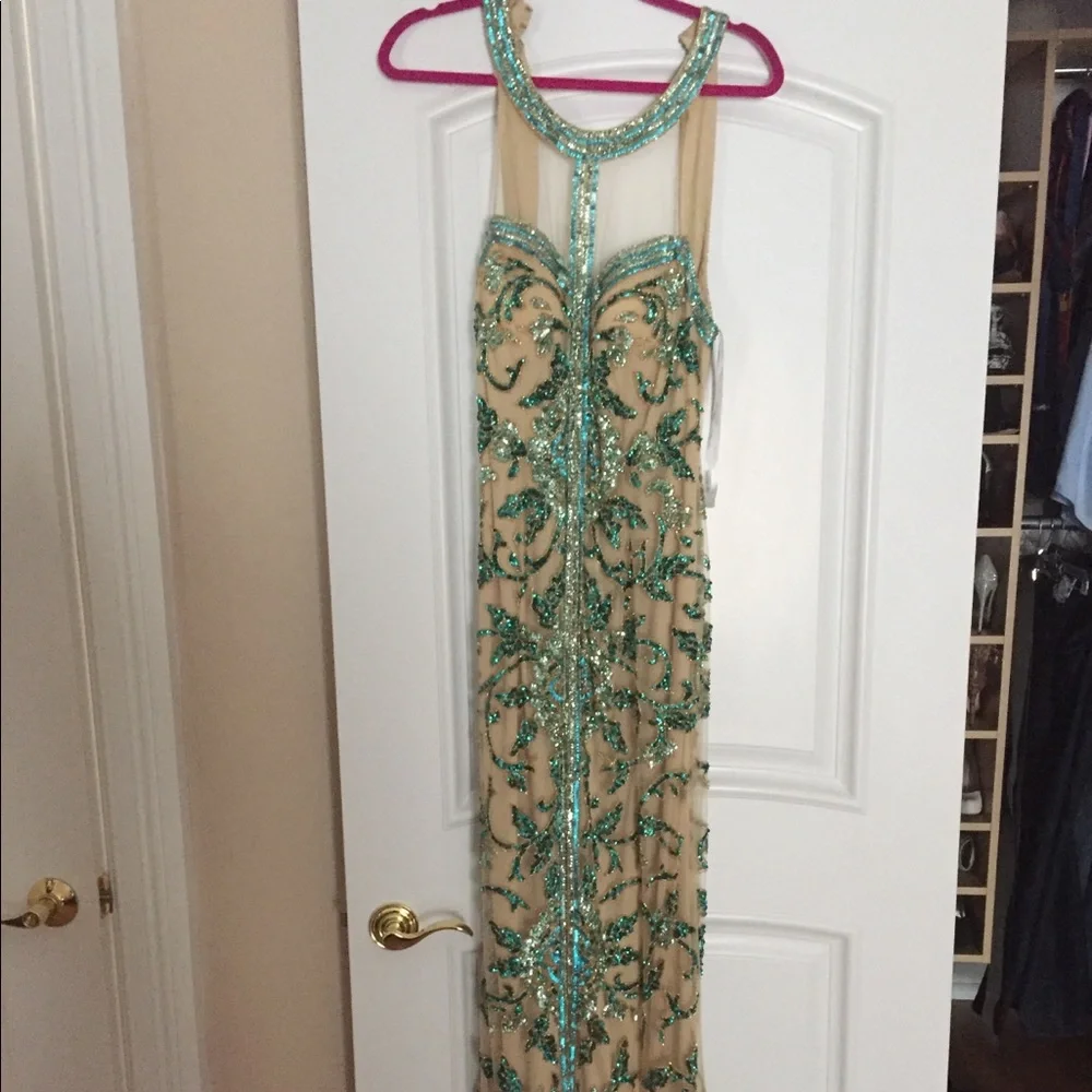 Sherri Hill Green and Gold Embellished Wedding Dress - Picture 1 of 2